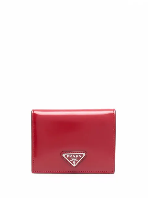 Prada logo plaque leather wallet