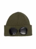 C.P. Company Kids ribbed-knit goggle-detail beanie - Green