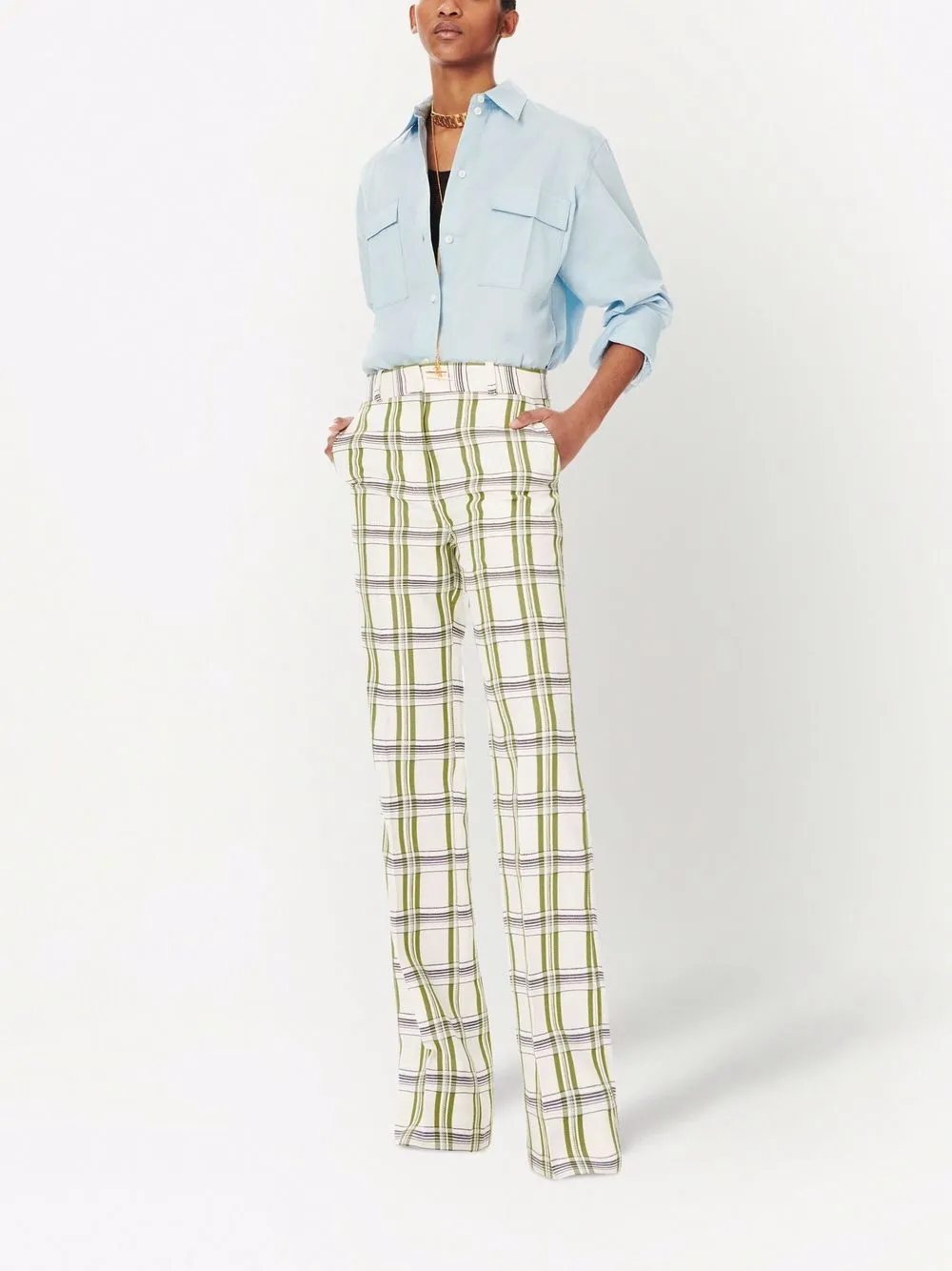 Victoria Beckham Geruite pantalon - Wit