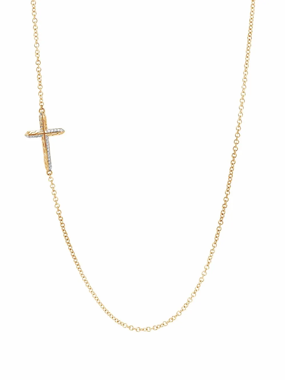 

John Hardy 18kt yellow gold Classic Chain diamond pave cross necklace