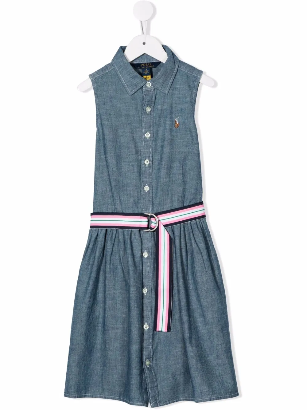 

Ralph Lauren Kids vestido camisero de mezclilla con logo bordado - Azul