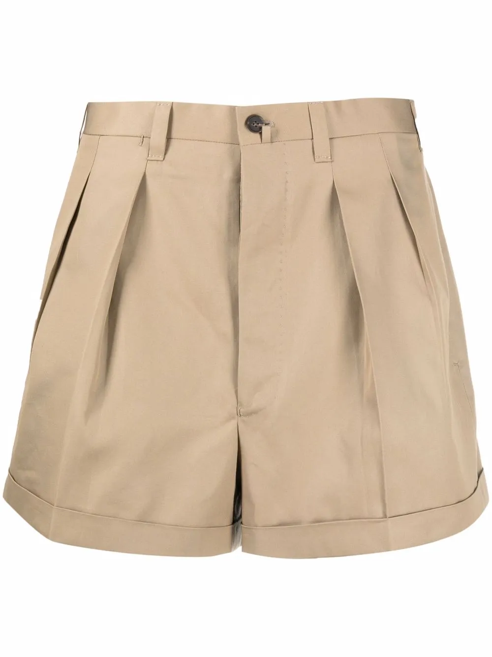 Giuliva Heritage pleat-detail cotton tailored shorts | Brown | Image 1