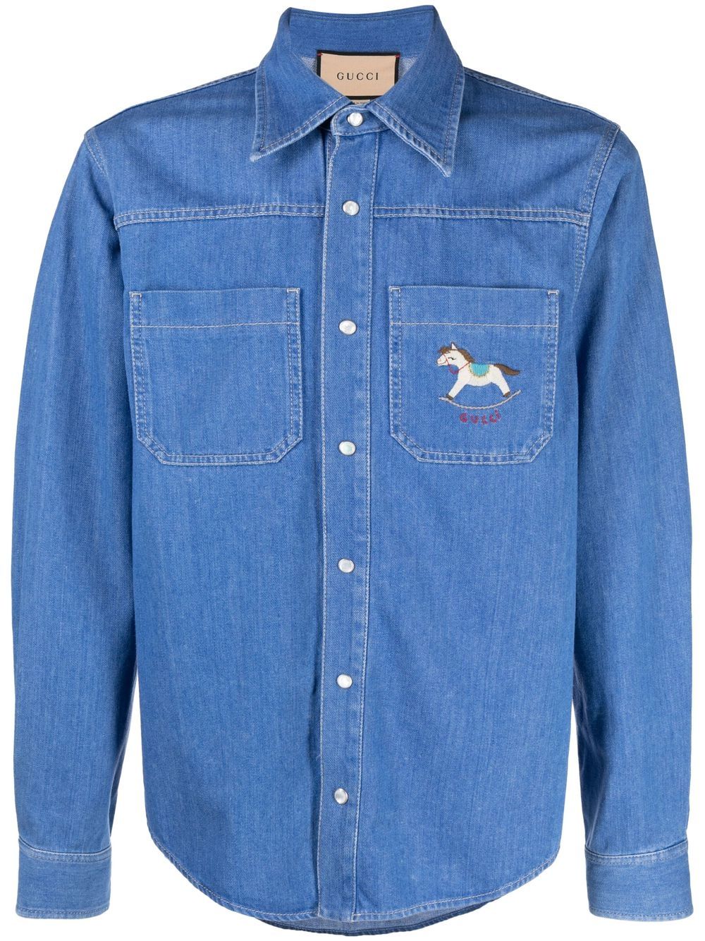 Gucci Rocking Horse embroidered-logo Denim Shirt - Farfetch
