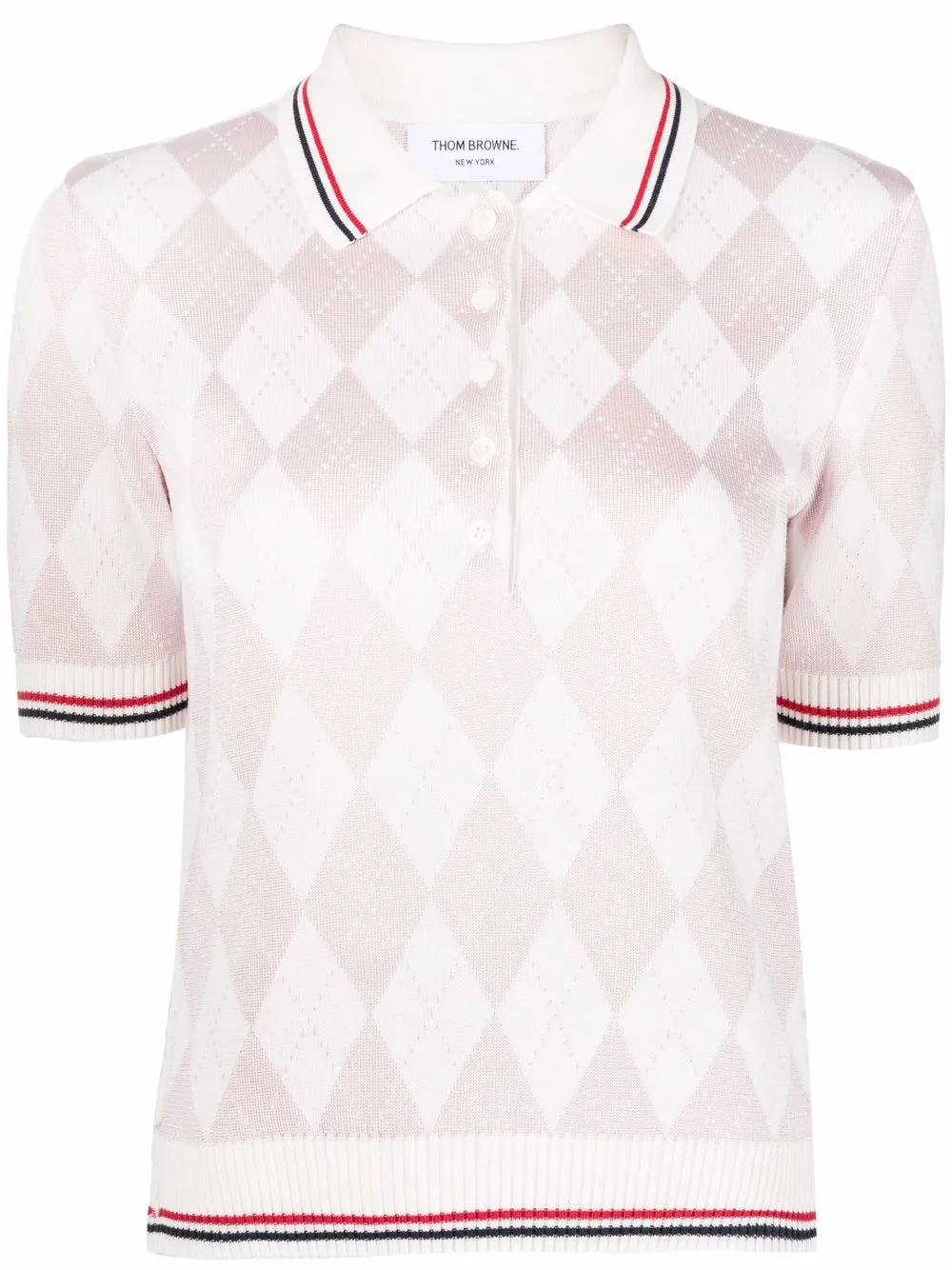 

Thom Browne playera tipo polo tejido con ribete RWB - Rosado