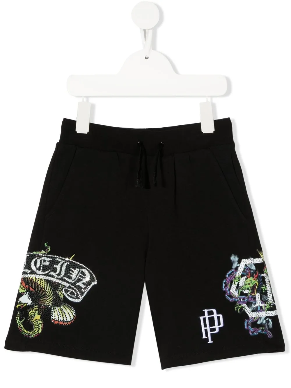 

Philipp Plein Junior crystal-embellished track shorts - Black