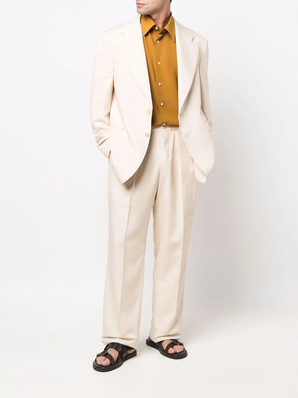 Giuliva Heritage Pantalon met gestreepte afwerking - Beige