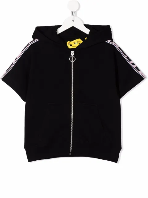 Off-White Kids logo-tape short-sleeve hoodie 