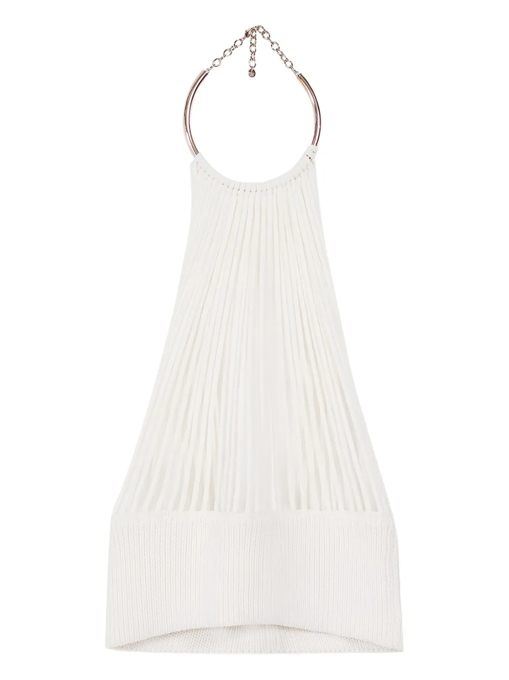 Krizia Top con scollo all'americana e dettaglio anello - Bianco