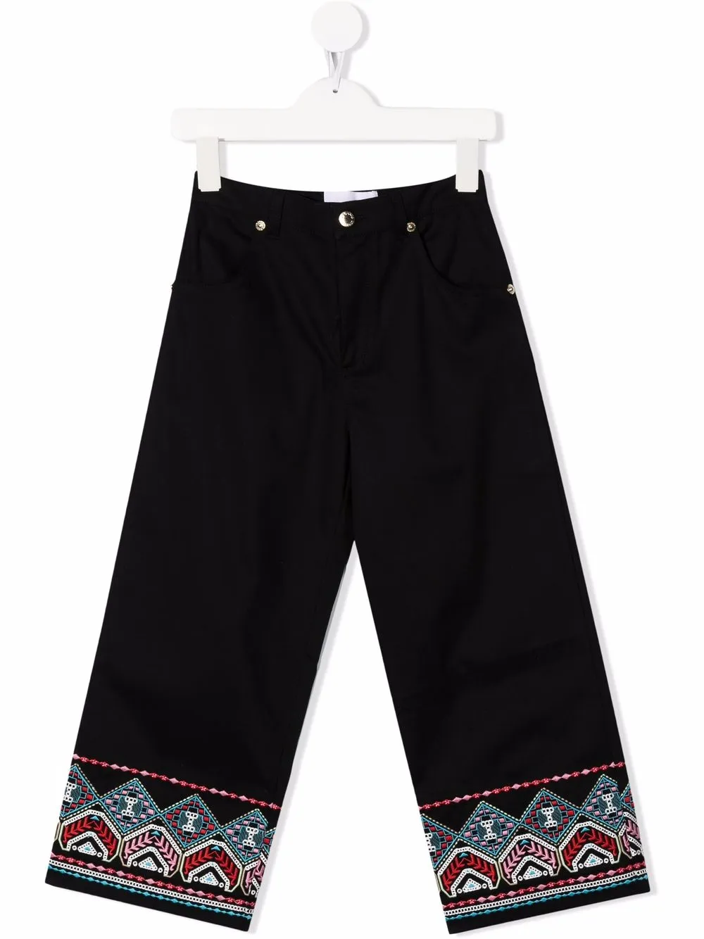 

Ermanno Scervino Junior pantalones rectos con motivo - Negro