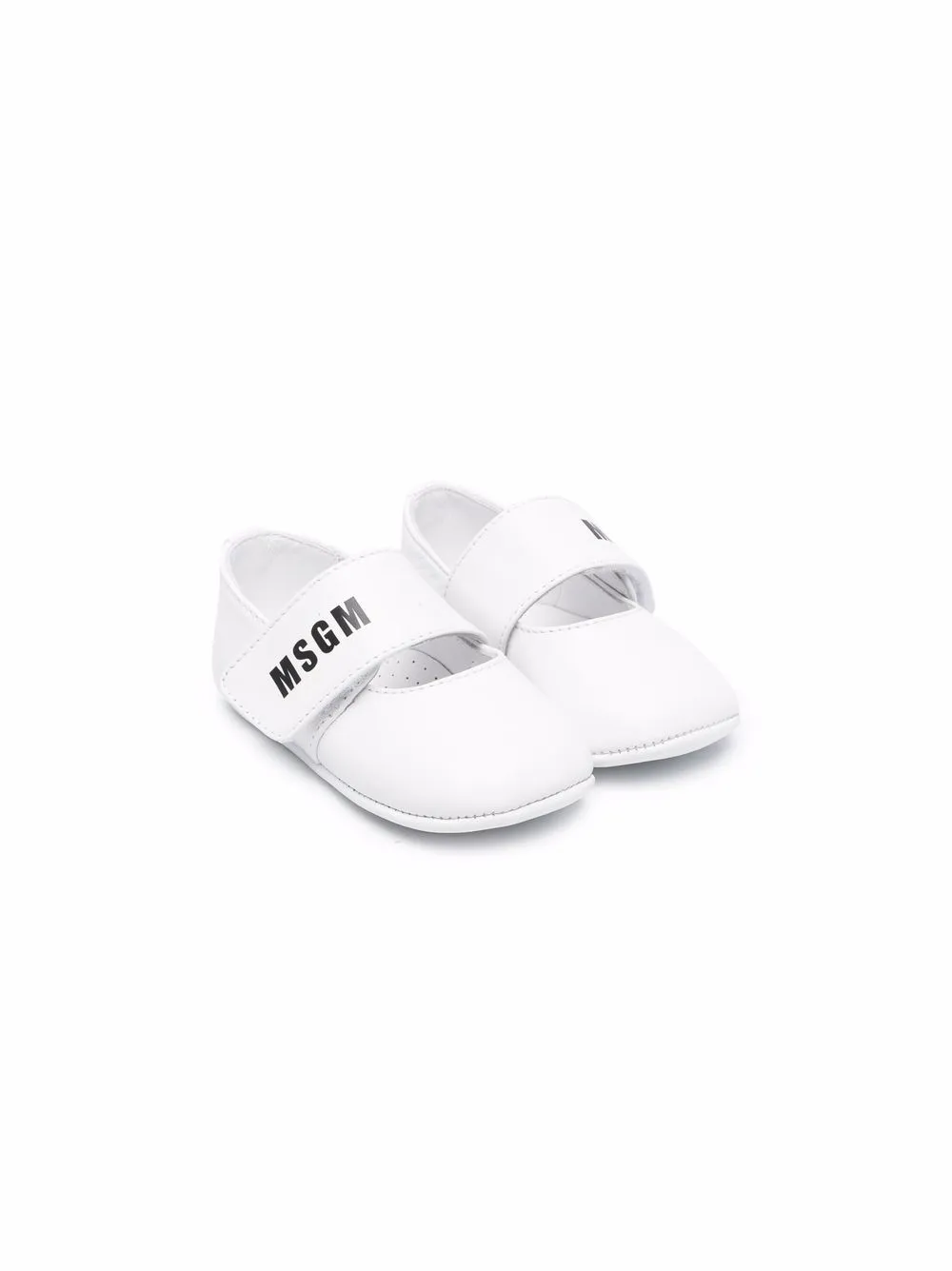 MSGM Kids flats con cierre autoadherente y logo - Blanco
