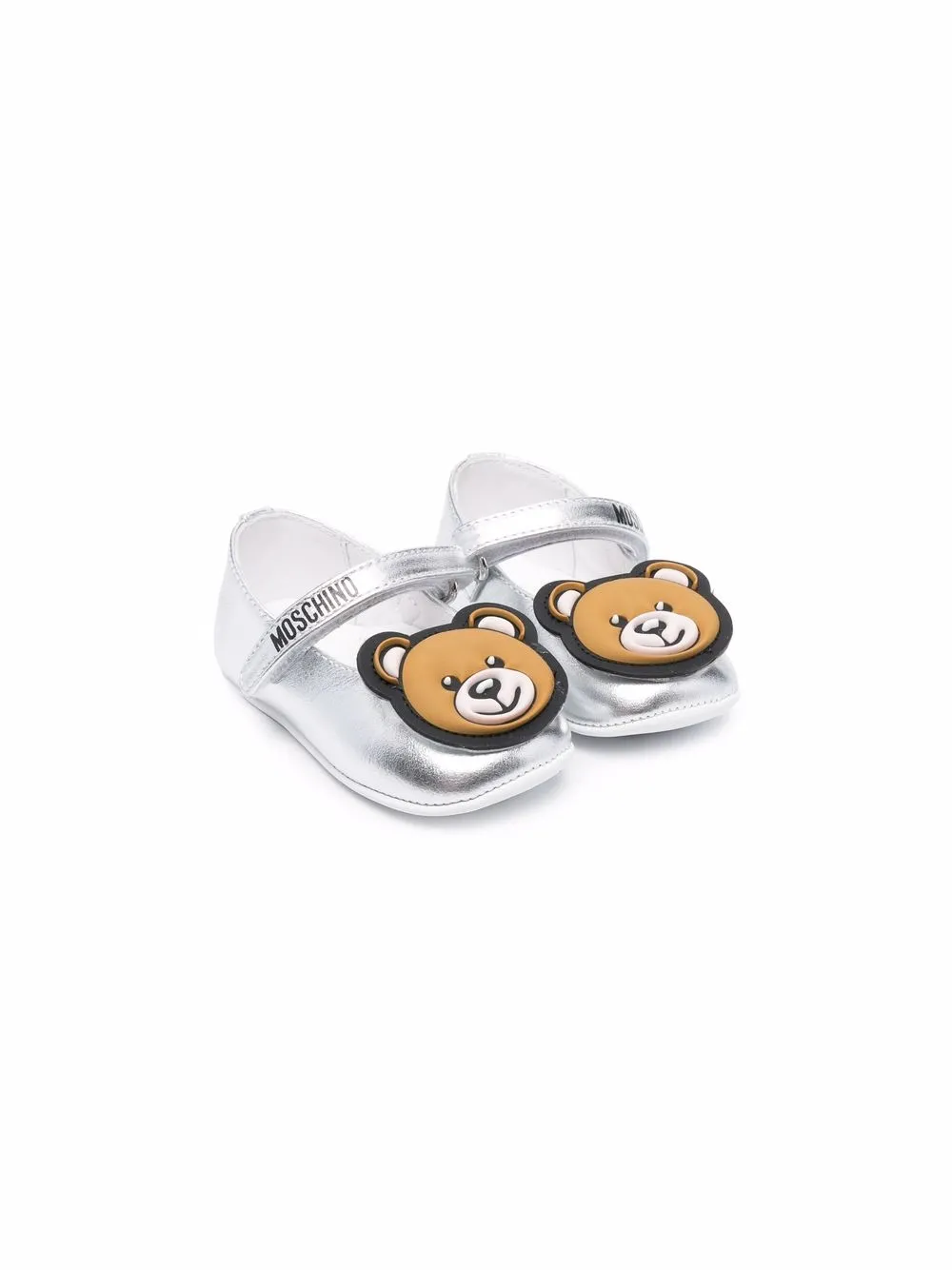 

Moschino Kids teddy bear-patch ballerinas - Grey
