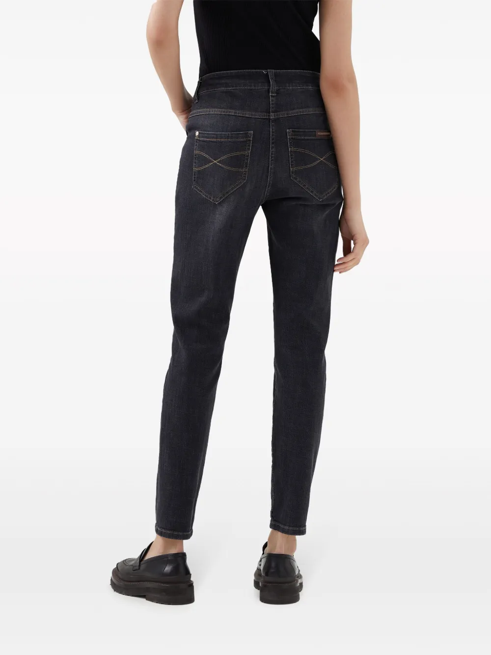 Shop Brunello Cucinelli Patch Detail High-waisted Jeans In Black