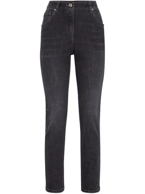 Brunello Cucinelli højtaljede jeans med mærkedetalje