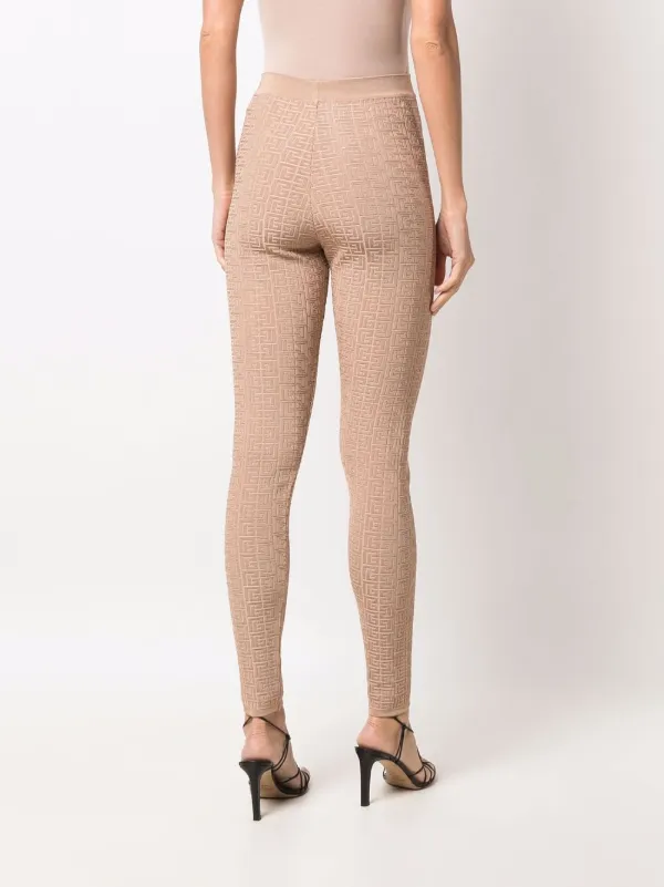 Balmain Debossed Monogram Leggings | Neutrals | FARFETCH