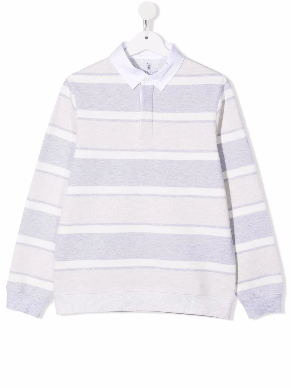 

Brunello Cucinelli Kids playera tipo polo manga larga - Blanco
