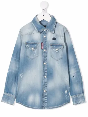 DSQUARED2 KIDS ペイント デニムシャツ | ブルー | FARFETCH JP