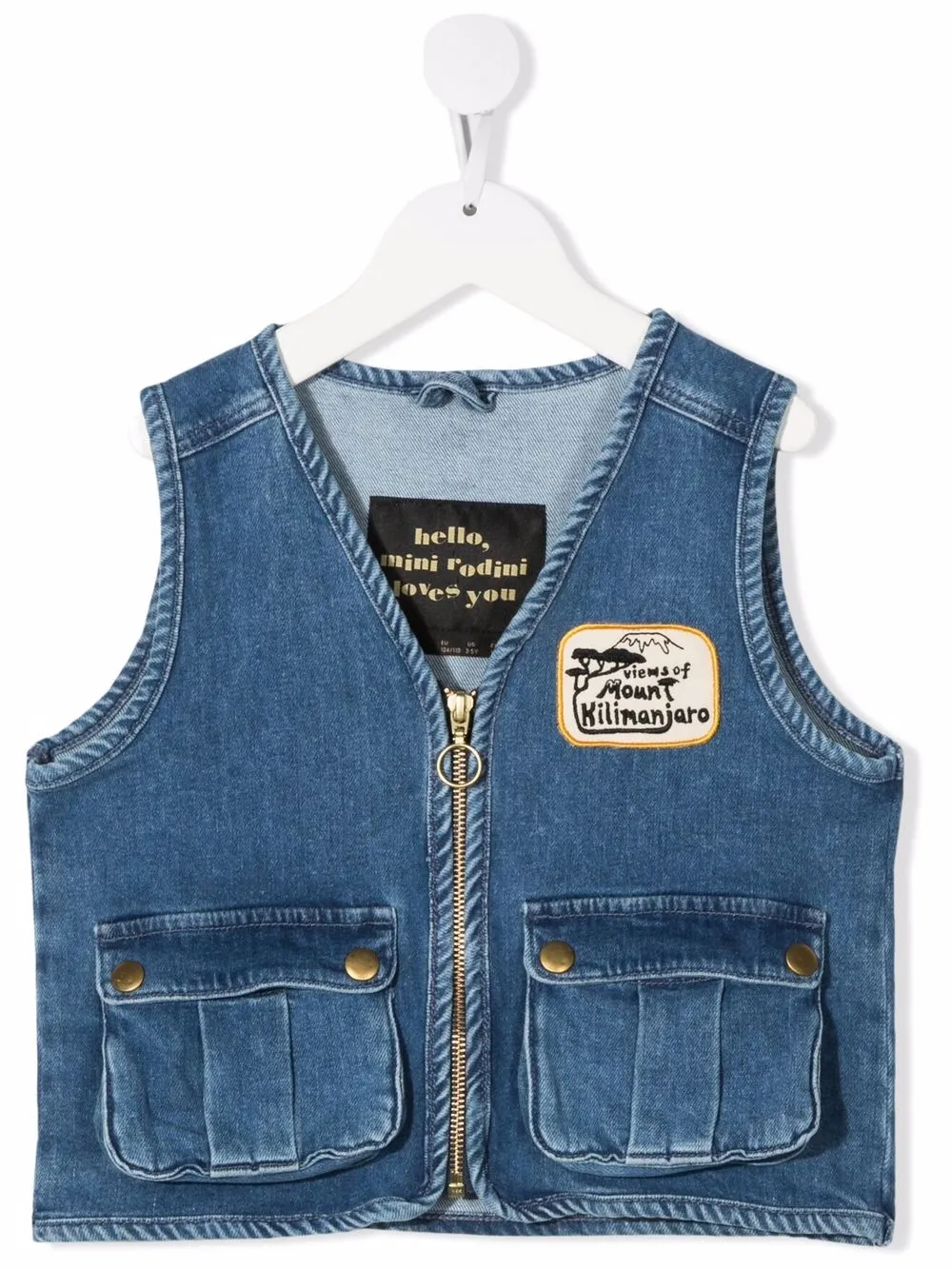 

Mini Rodini patch-detail denim utility vest - Blue