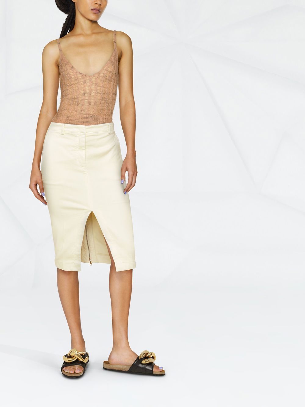 Nº21 Midi-rok met split - Beige