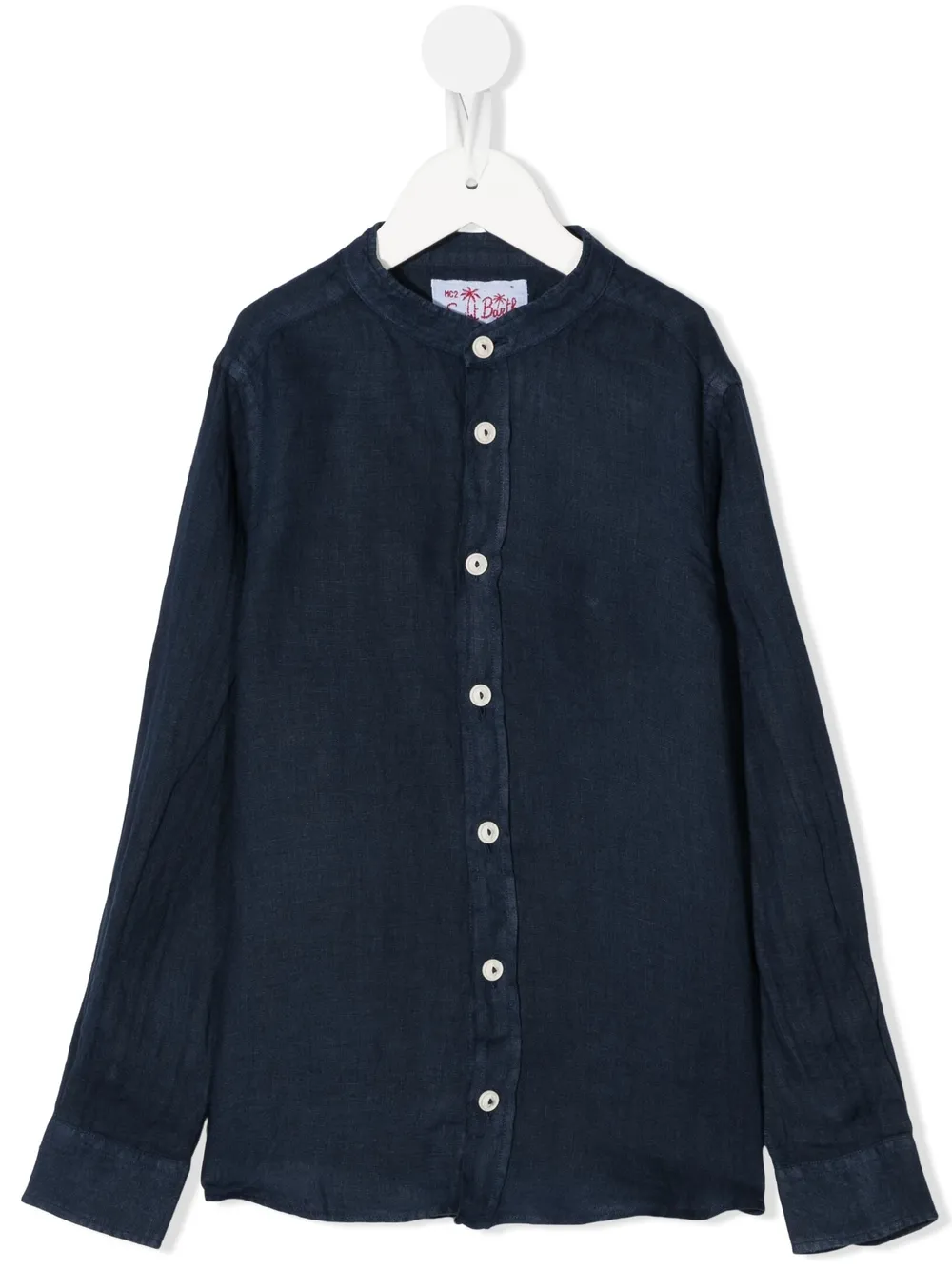 

MC2 Saint Barth Kids Pati long-sleeve linen shirt - Blue