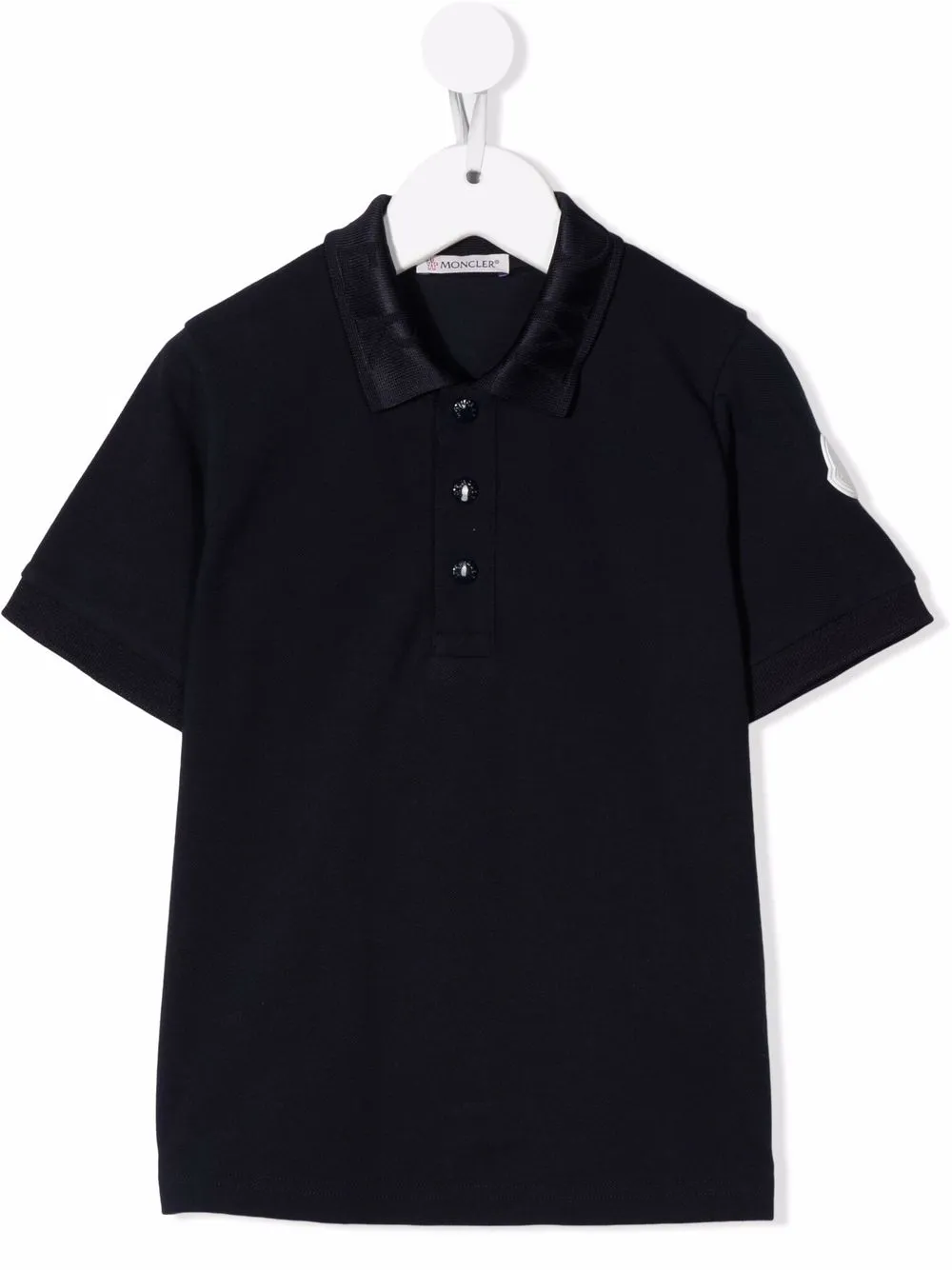 Moncler Enfant logo-patch cotton polo shirt - Blue