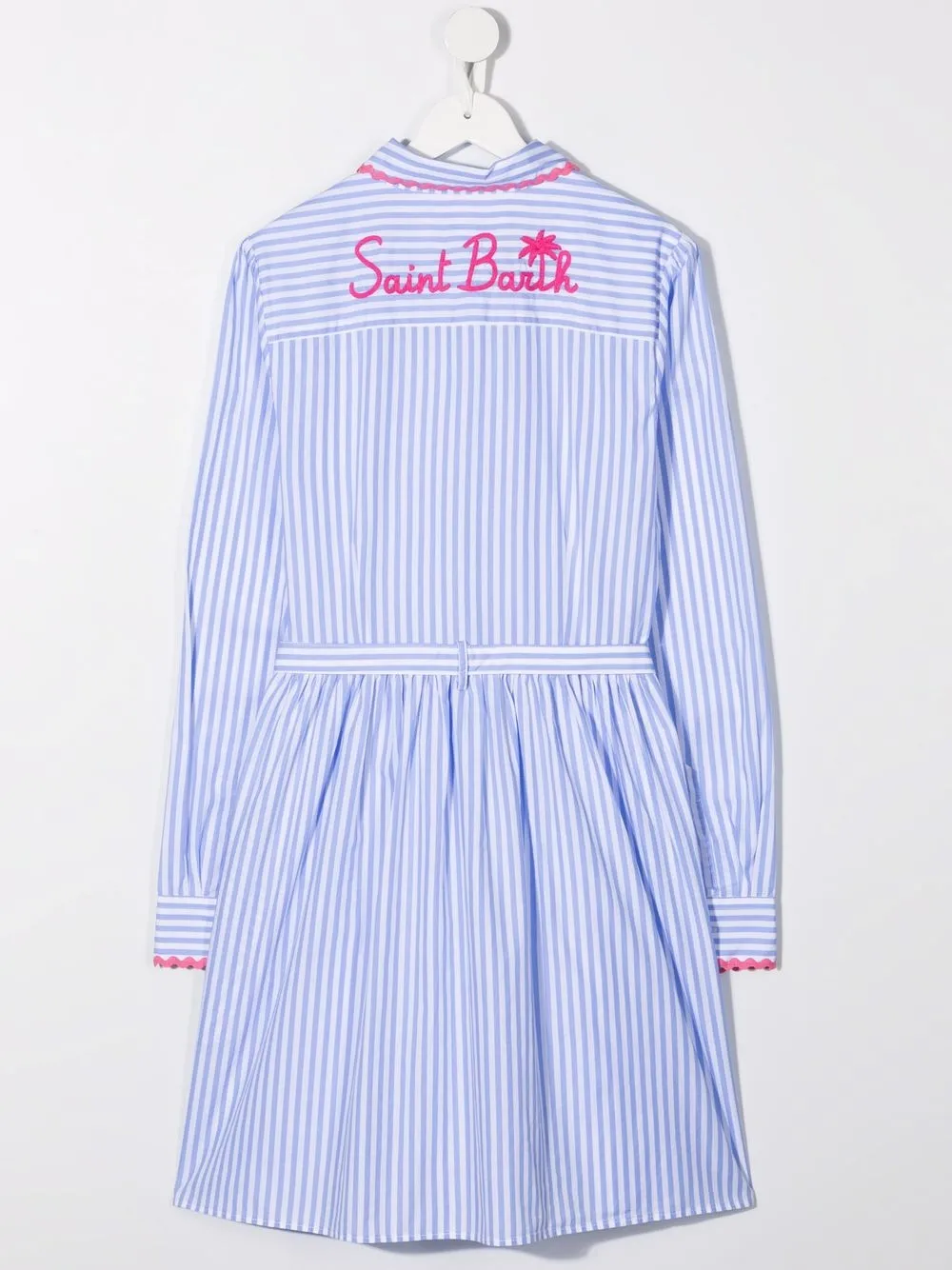  Mc2 Saint Barth Kids Gestreiftes Teen Hemdkleid Mit Logo   Blau 