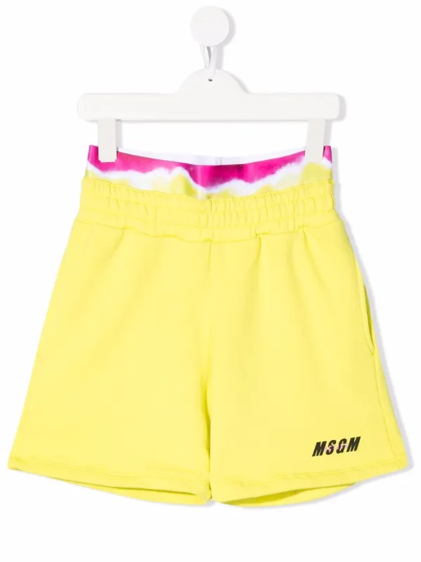 Yellow shorts with white on sale trim