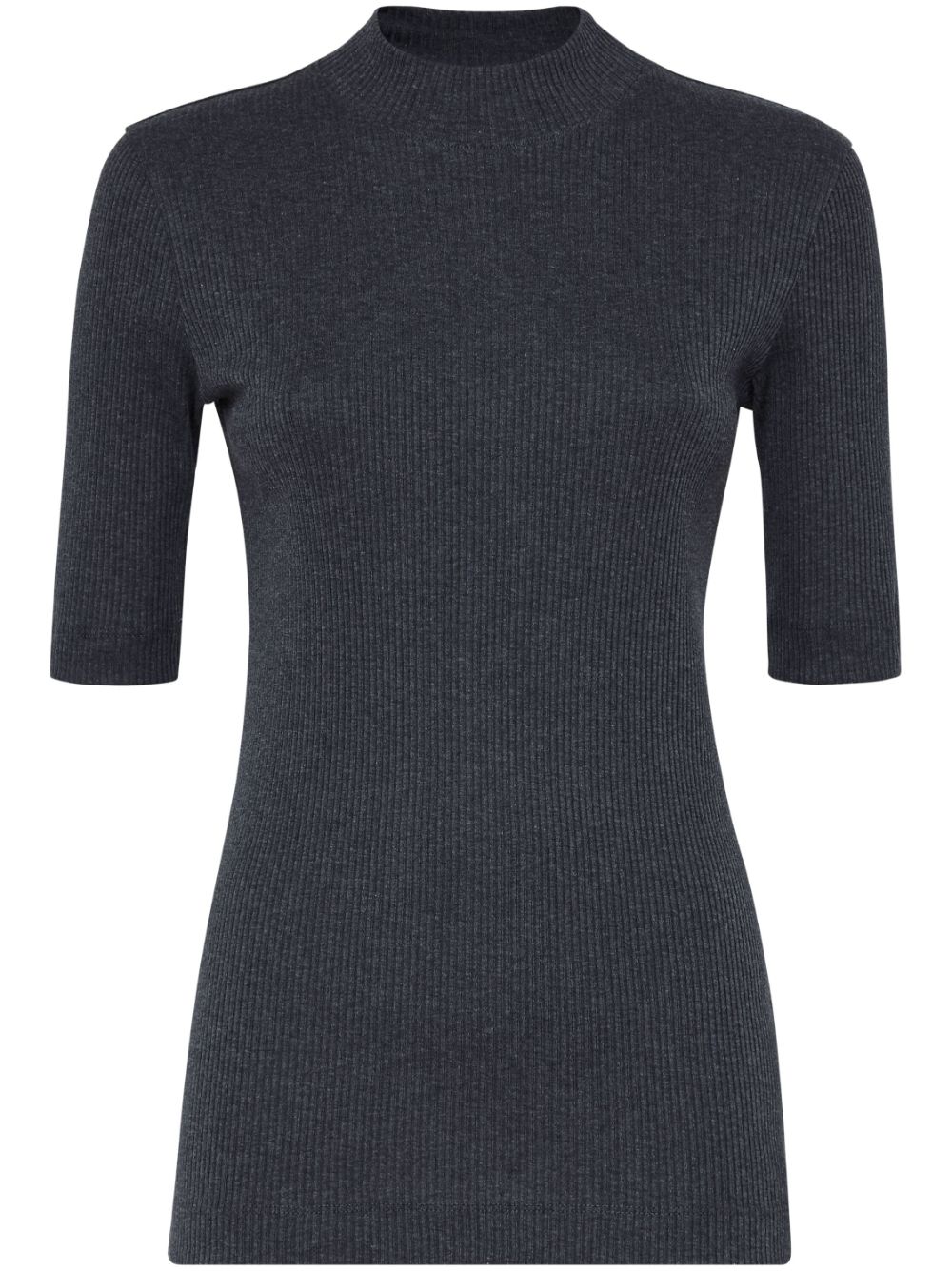 ribbed-knit mock-neck top