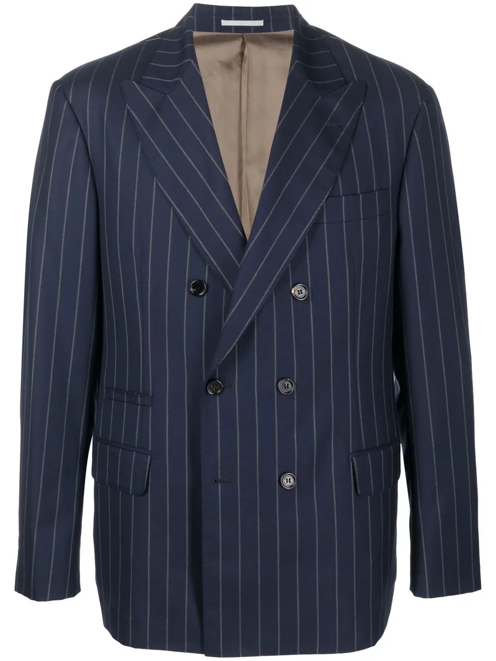 

Brunello Cucinelli blazer con rayas diplomáticas estampadas y doble botonadura - Azul