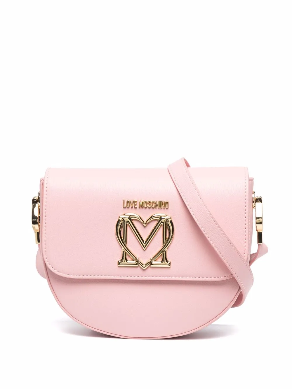 

Love Moschino logo-plaque faux-leather crossbody bag - Pink