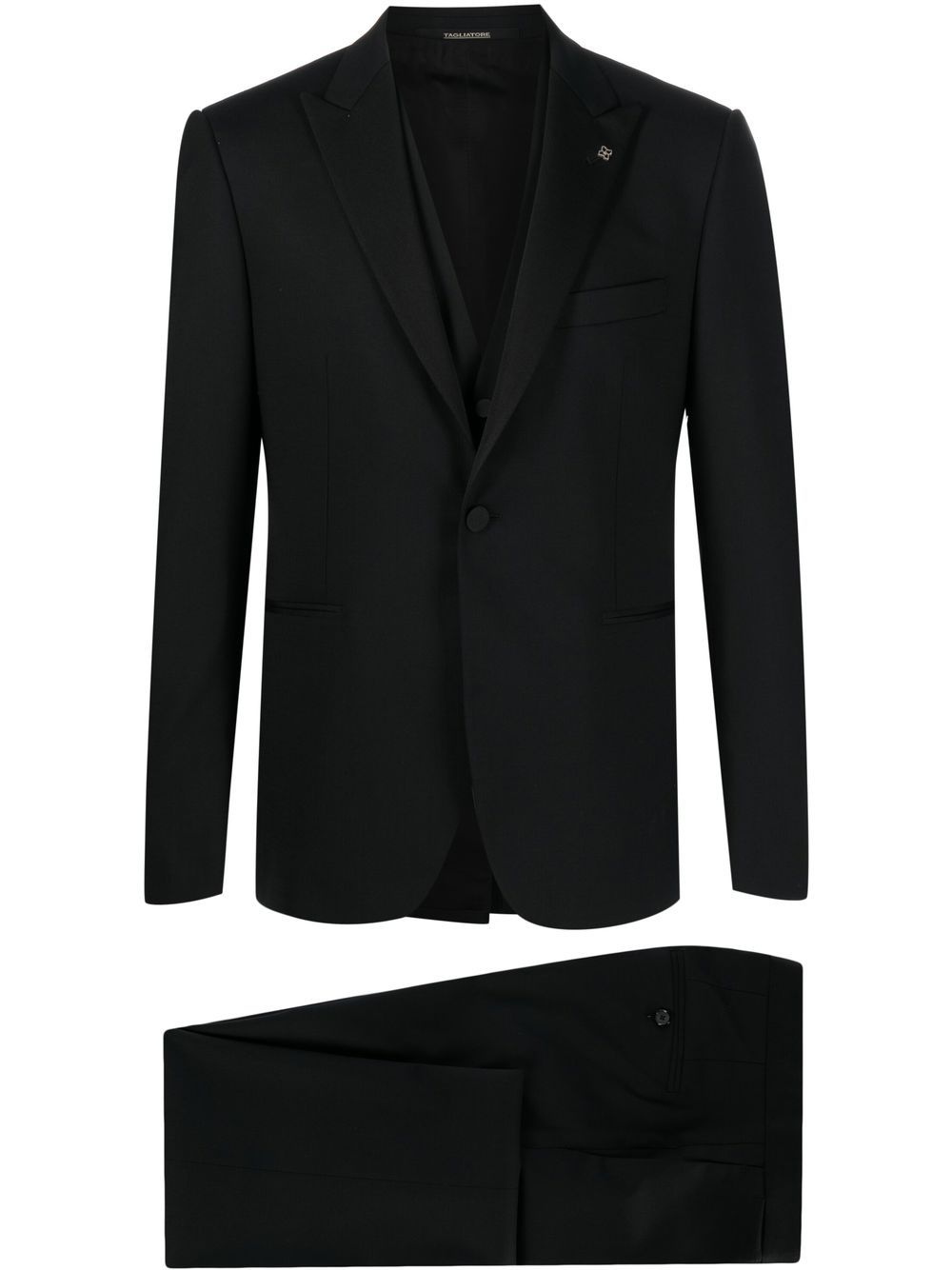 Shop Tagliatore Single-breasted Three-piece Suit In Schwarz