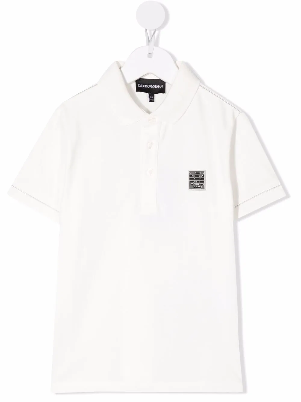 

Emporio Armani Kids playera tipo polo con placa del logo - Blanco