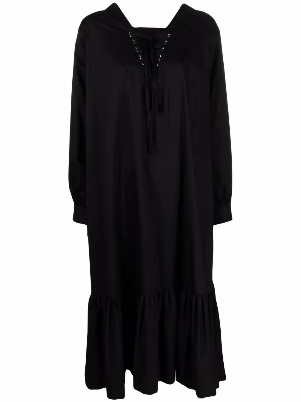 Noir Kei Ninomiya lace-up flared hem dress - Black
