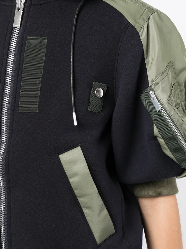 Sacai short-sleeved zip-up Hoodie 