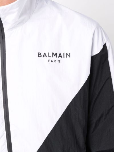 Balmain logo-print multi-cut track jacket black | MODES