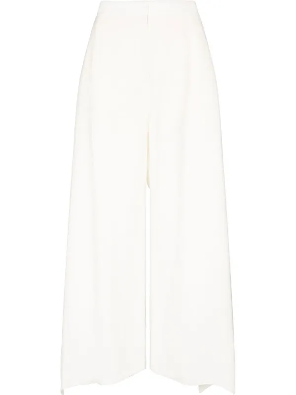 white high waisted wide leg trousers