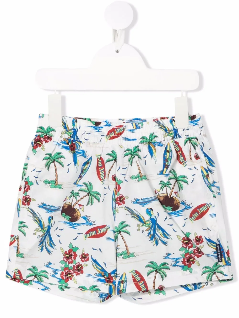 

Palm Angels Kids shorts de playa con palmeras estampadas - Blanco