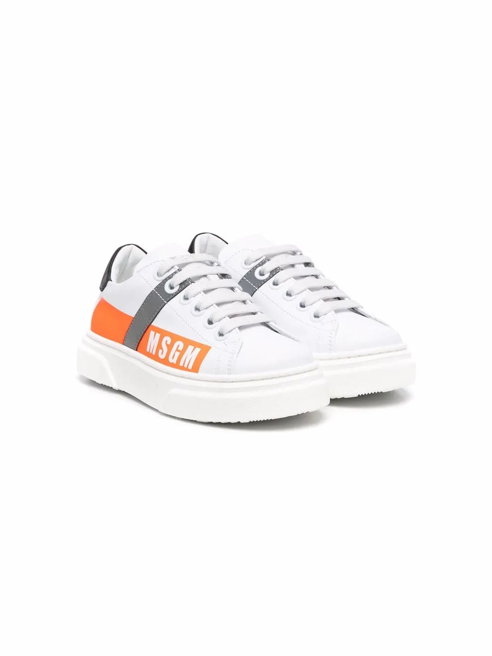 MSGM Kids tenis con logo estampado - Blanco