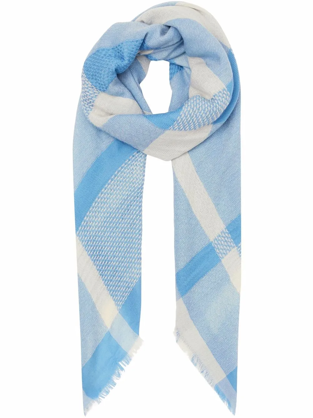 

Burberry check cashmere square scarf - Blue