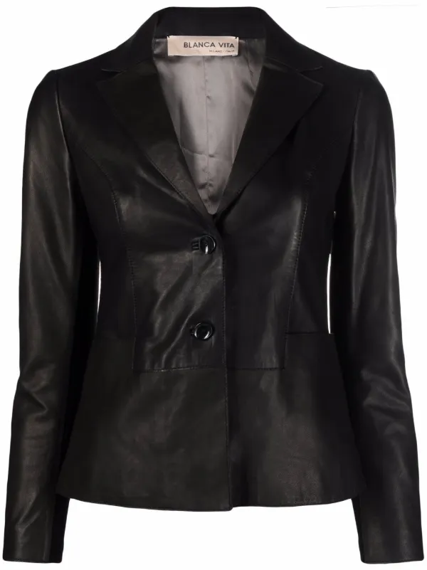 Blanca Vita Short Leather Blazer Jacket 