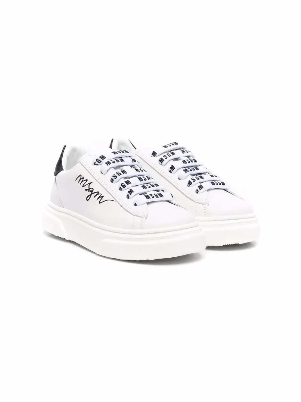 

MSGM Kids logo lace trainers - White