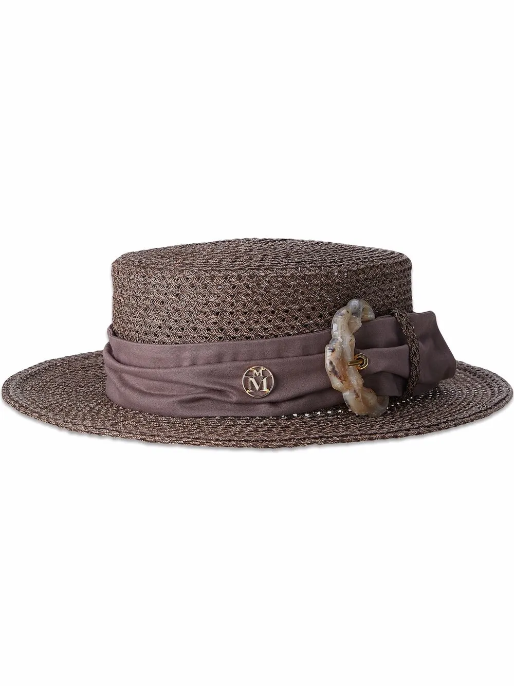 

Maison Michel Kiki canotier straw hat - Brown