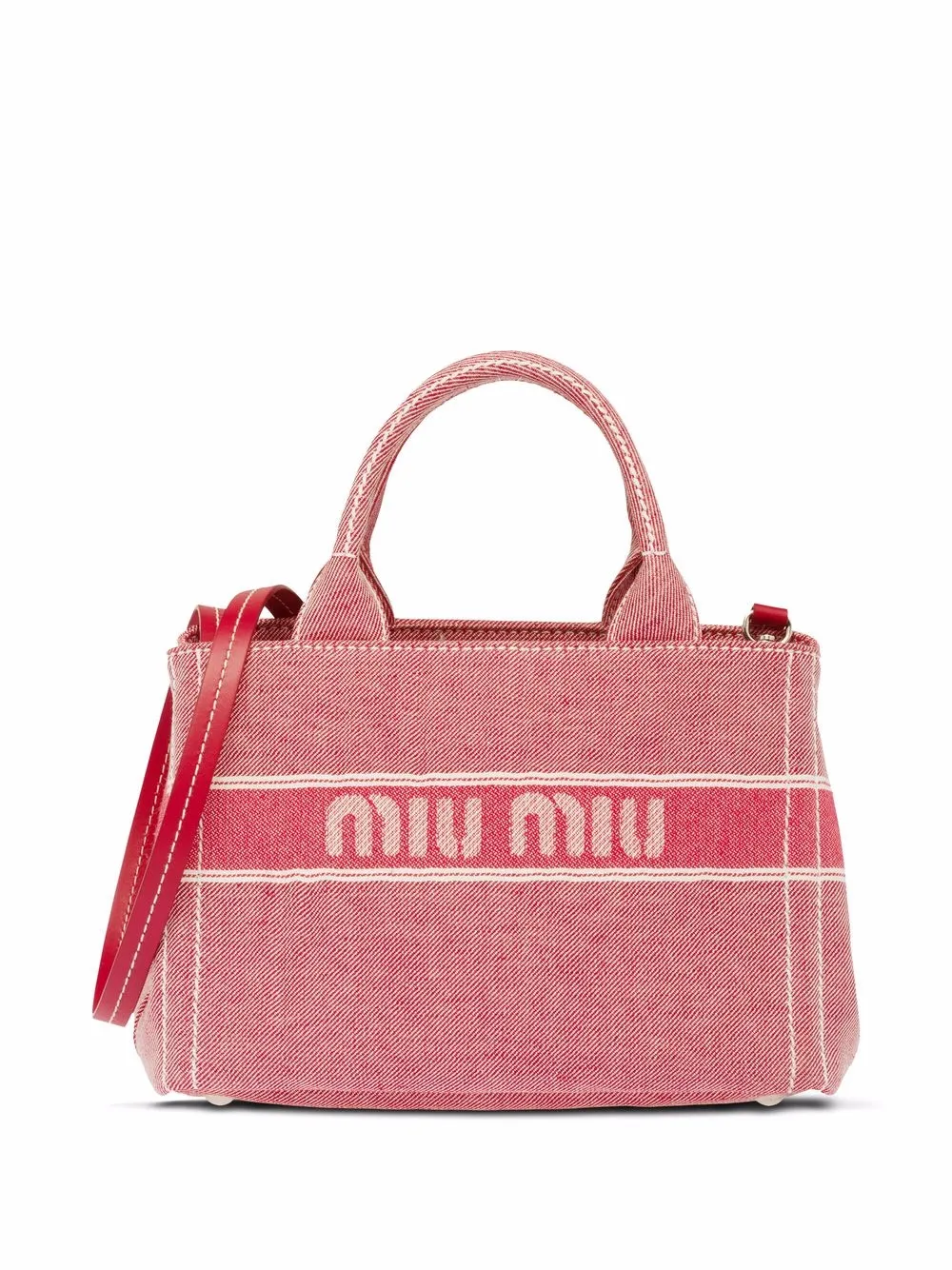 Miu Miu Jacquard Logo Denim Handbag Farfetch