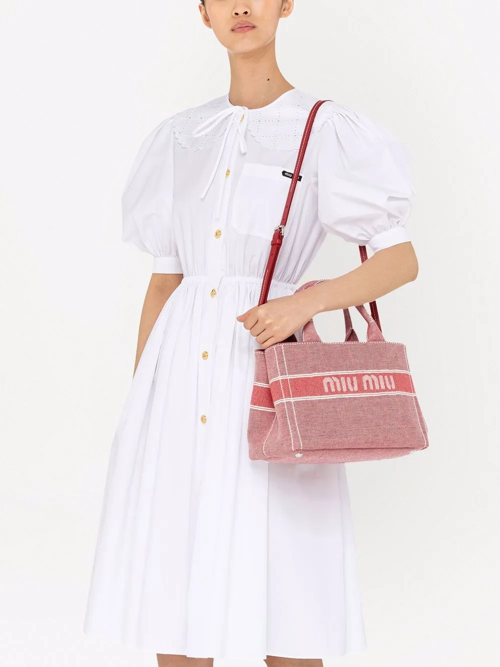 Miu Miu Jacquard Logo Denim Handbag Farfetch