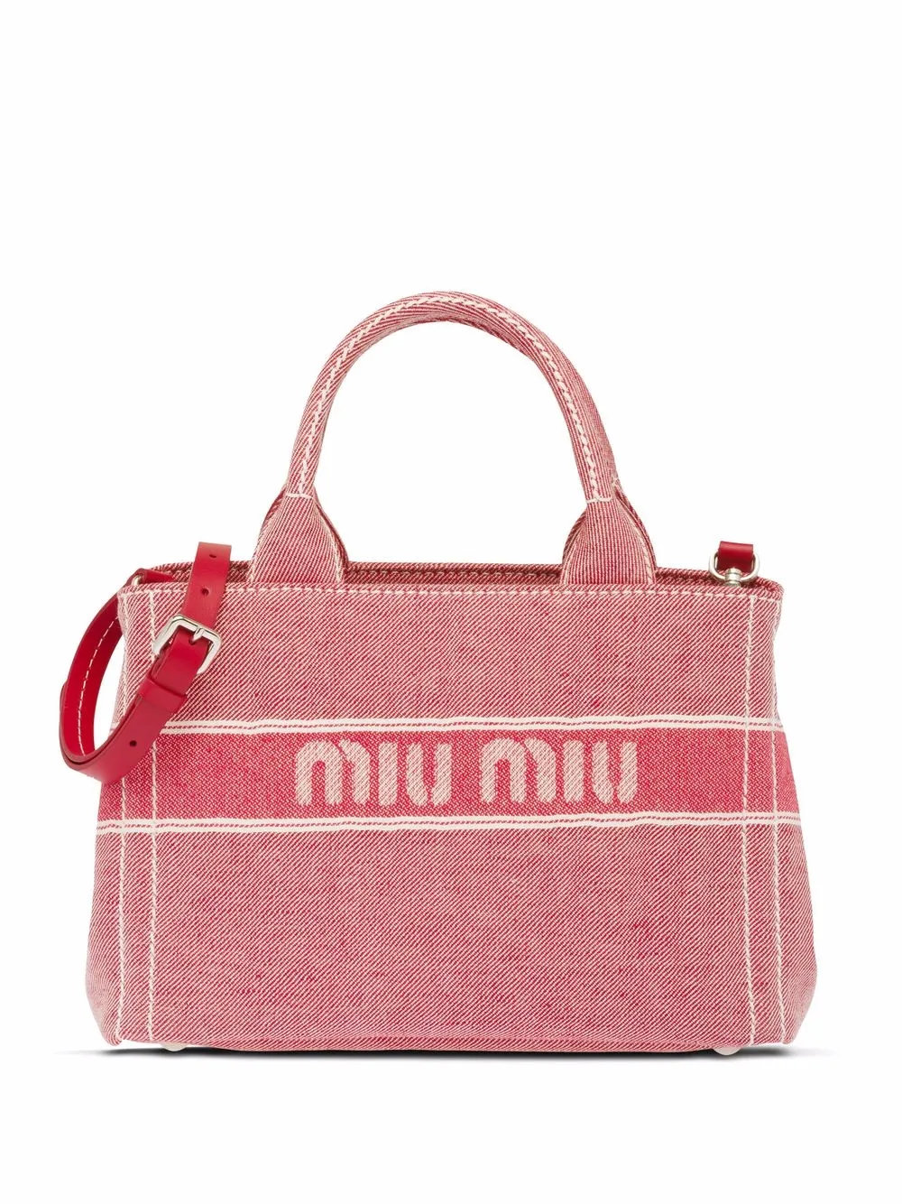Miu Miu Jacquard Logo Denim Handbag Farfetch