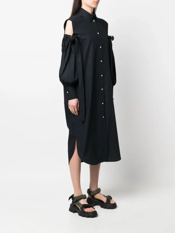Frenken Plait cold-shoulder Shirt Dress 