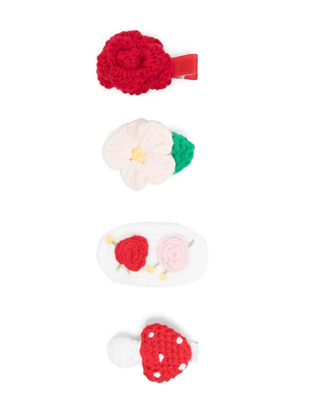 

Monnalisa floral variety knit hair clips - Red