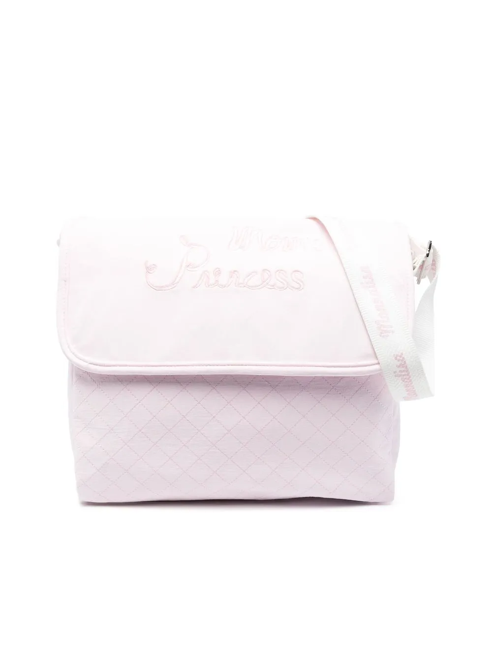 

Monnalisa quilted slogan-detail baby changing bag - Pink