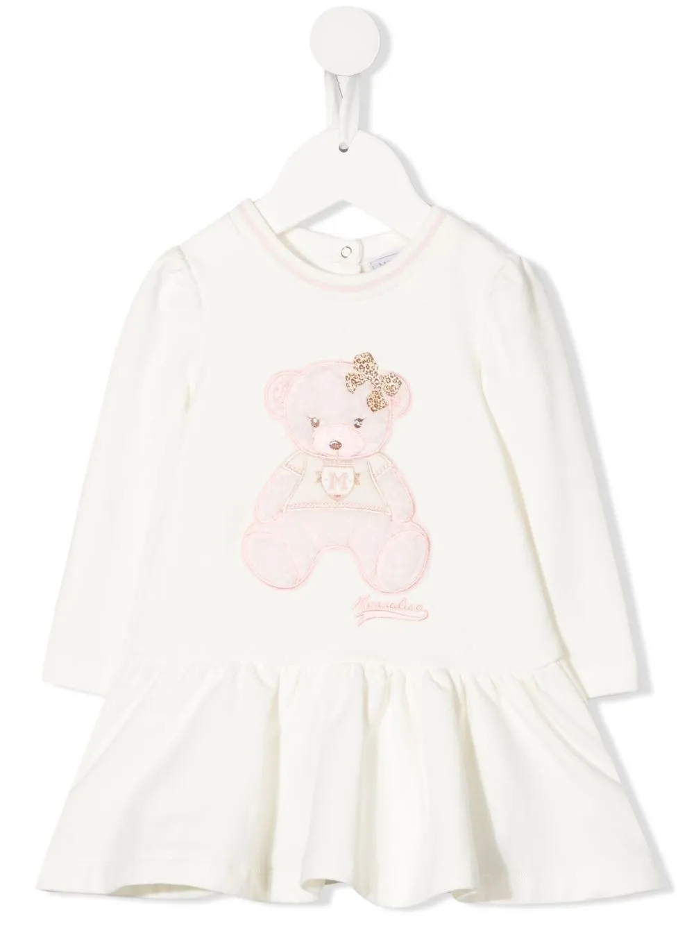 

Monnalisa teddy bear patch dress - White