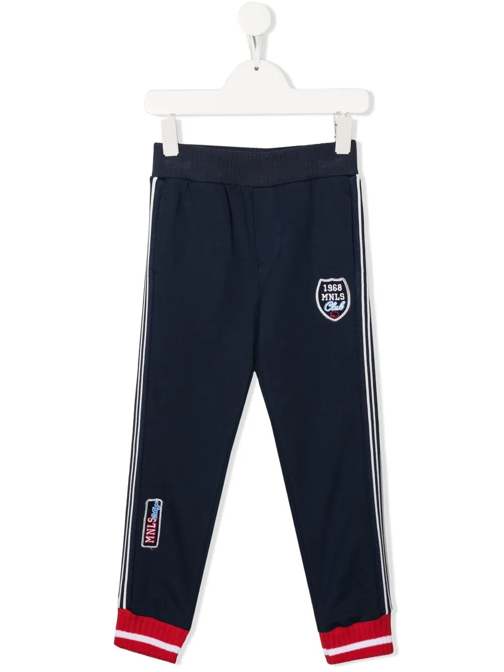 Monnalisa Kids' Logo-patch Straight-leg Trousers In Blue