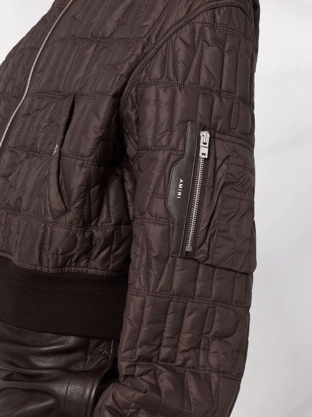  Amiri Quilted Cropped Bomber Jacket - Brown 